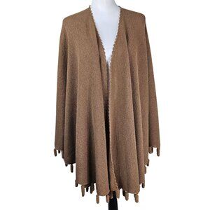 Alpaca International Baby Alpaca Poncho Wrap Cape OS Camel Tassel Quiet Luxury